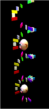 Figure 1: Exocentric visual perspective of forked presence via multiple sinks in the Helical Keyboard